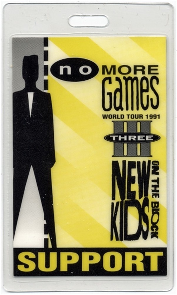 New Kids on the Block 1991 No More Games Concert Tour Laminated Backstage Pass