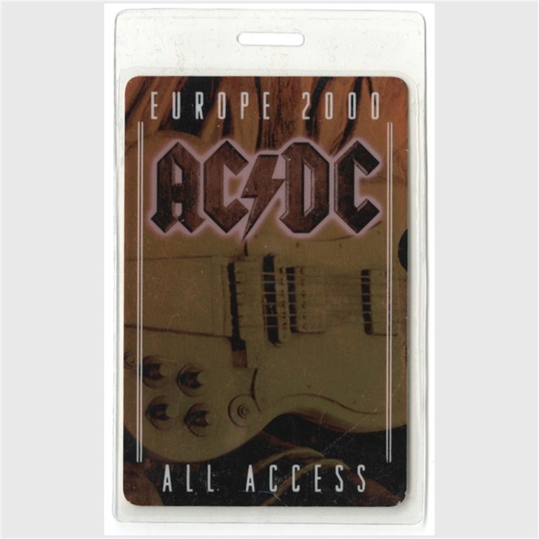 AC/DC 2000 Stiff Upper Lip Europe Concert Tour Laminated Backstage Pass