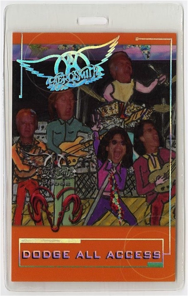 Aerosmith 2001 Laminated Backstage Pass Just Push Play Tour Dodge AA