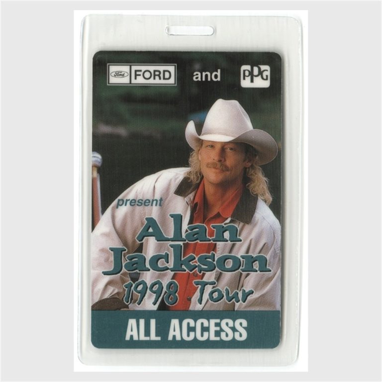 Alan Jackson 1998 High Mileage Concert Tour All Access Laminated Backstage Pass