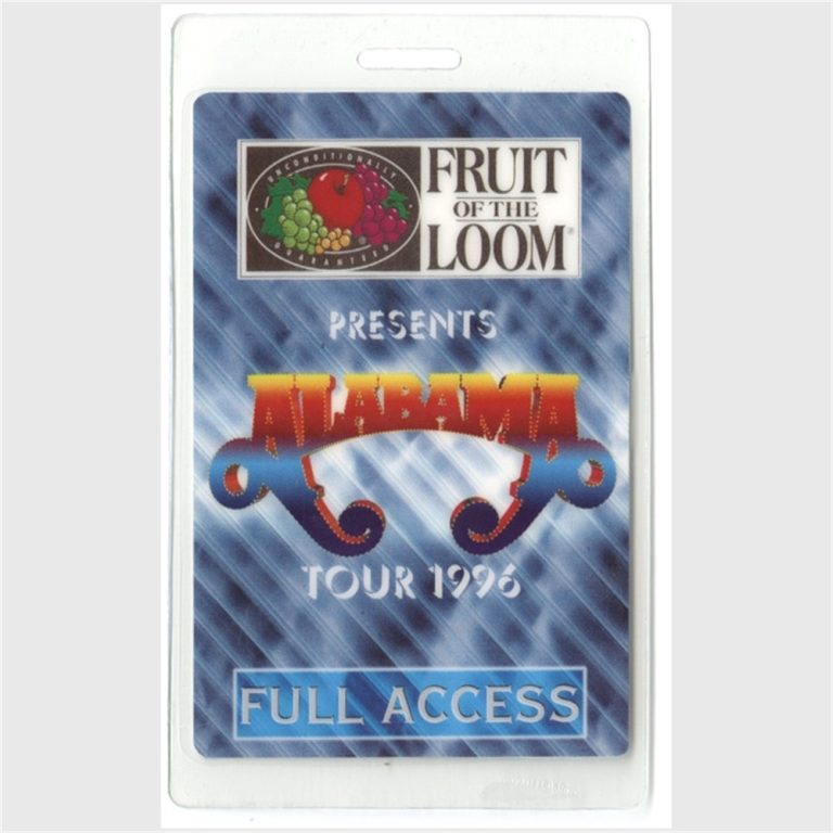 Alabama 1996 Concert Tour Laminated Backstage Pass country AA