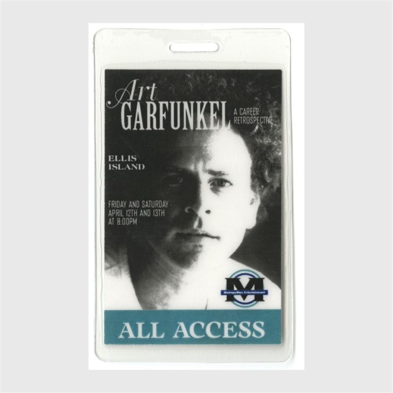 Art Garfunkel 1996 Concert Laminated Back Pass Ellis Island Simon