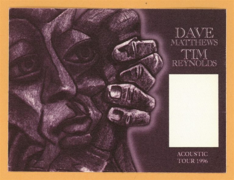 Dave Matthews 1996 Tim Reynolds Concert Tour Backstage Pass