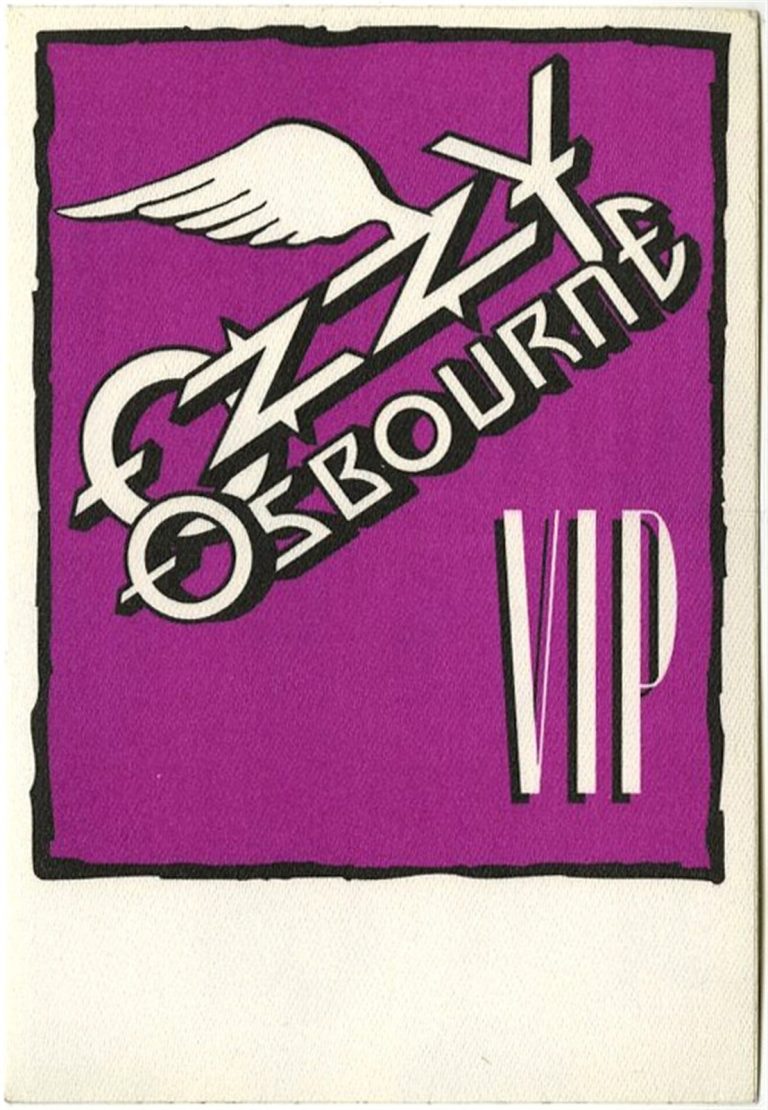 Ozzy Osbourne 1991 No More Tears Concert Tour VIP Backstage Pass