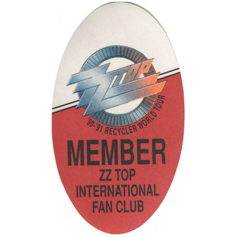 ZZ Top 1990 Recycler Concert Tour Fan Club Backstage Pass