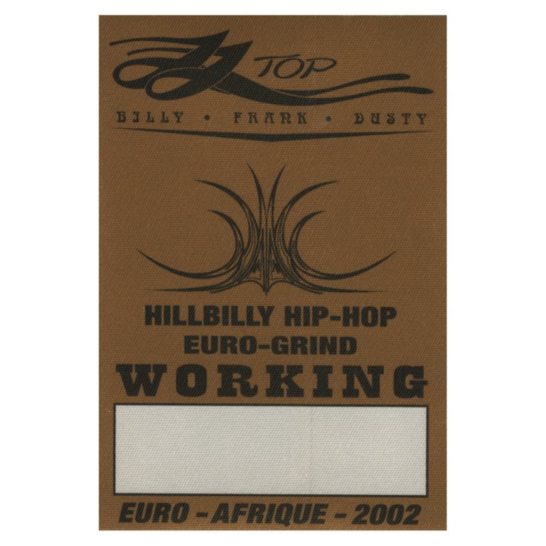 ZZ Top 2002 Hillbilly Hip Hop Concert Tour Working Backstage Pass