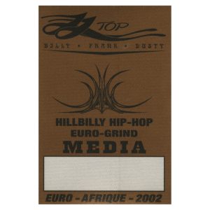 ZZ Top 2002 Hillbilly Hip Hop Concert Tour Media Backstage Pass