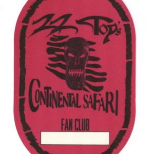 ZZ Top 1997 Continental Safari Concert Tour Fan Club Backstage Pass