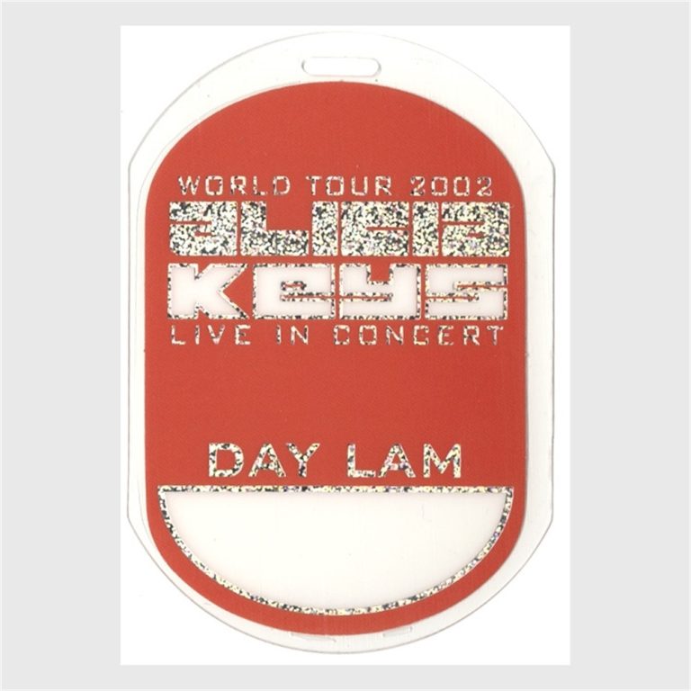 Alicia Keys 2002 Concert Tour Laminated Backstage Pass Lellow