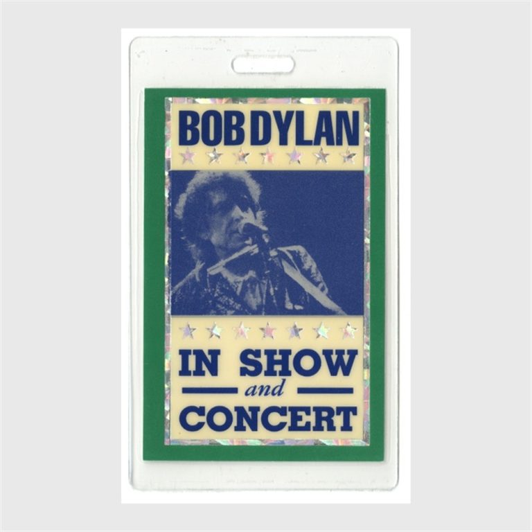 Bob Dylan 1997 Concert Tour Laminated Backstage Pass green