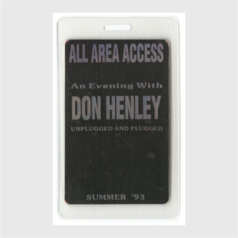 Don Henley Promo 1993 Laminated Backstage Pass Unplugged Plugged Tour Eagles