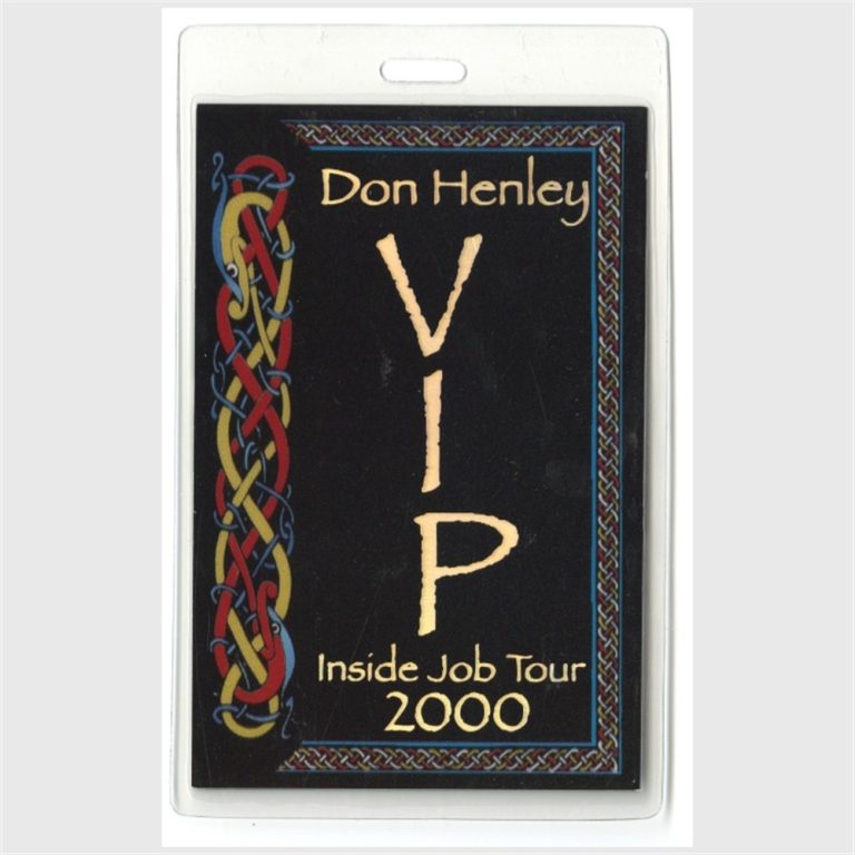 Don Henley 2000 Inside Job Concert Tour VIP Foil Laminated Backstage Pass