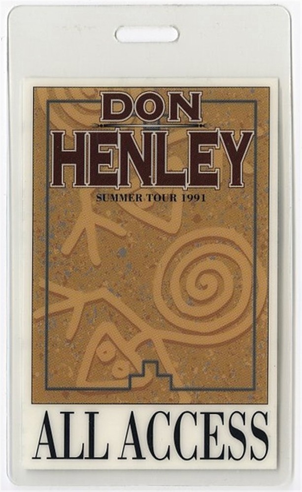 Don Henley 1991 Tour All Access Laminated Backstage Pass The Eagles