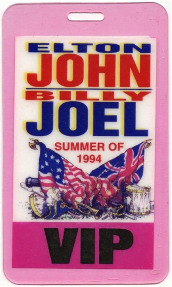 Elton John 1994 Face to Face Tour w/ Billy Joel VIP Laminated Backstage Pass