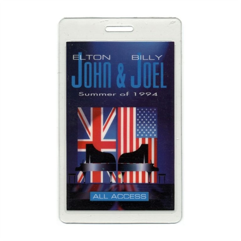 Elton John 1994 Face to Face Tour w/ Billy Joel Laminated Backstage Pass