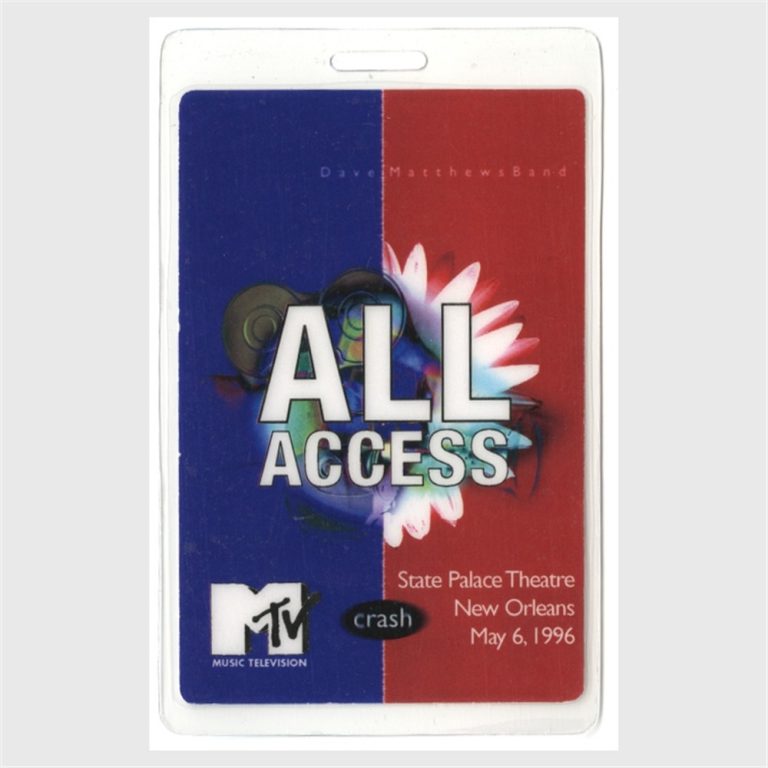 Dave Matthews 1996 Tour Laminated Backstage Pass New Orleans AA