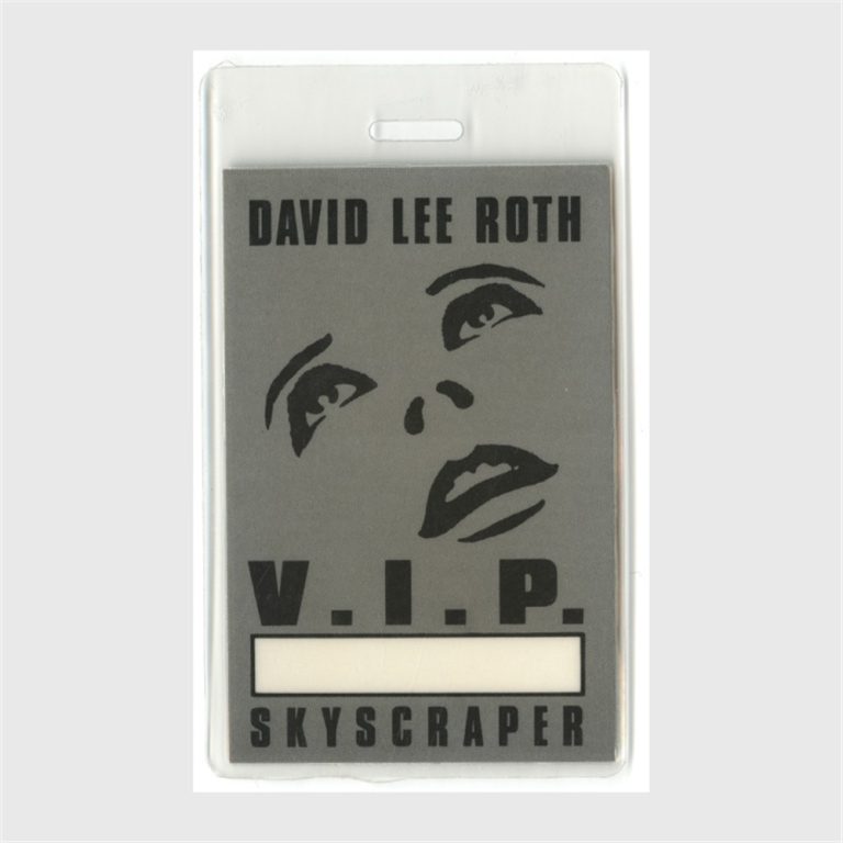 David Lee Roth 1988 Skyscraper Concert Tour VIP Laminated Backstage Pass