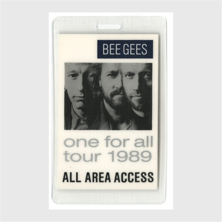 Bee Gees 1989 One For All Tour Concert Tour All Access Laminated Backstage Pass