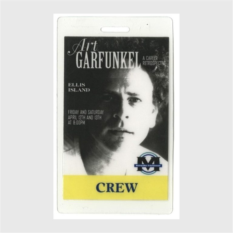 Art Garfunkel 1996 Concert Laminated Backstage Pass Ellis Island Simon