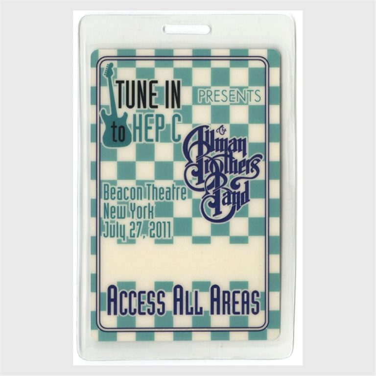 Allman Brothers 2011 Beacon Theatre Concert All Access Laminated Backstage Pass
