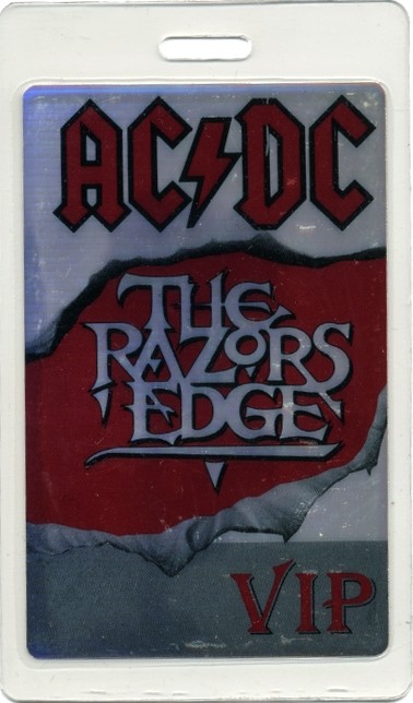 AC/DC 1990 Razor's Edge Concert Tour VIP Laminated Backstage Pass