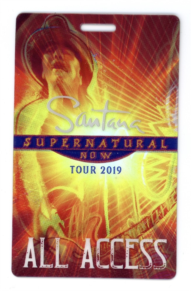 Santana Supernatural NOW Tour 2019 ALL ACCESS Backstage Laminated Pass