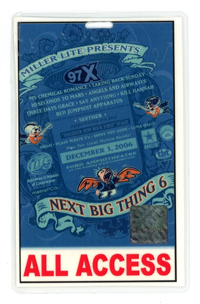 Angels & Airwaves Tom Delonge ALL ACCESS NBT*6 Laminated Pass - Blink 182