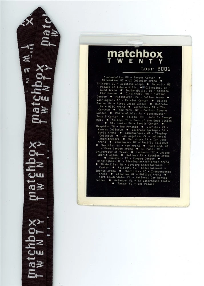 Matchbox 20 Twenty LARGE Original Laminated Backstage Pass/Lanyard - 2001 Tour