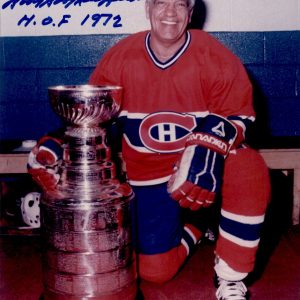 Boom Boom Geoffrion Signed & Inscribed Montreal Canadiens Cup 8x10 Photo JSA
