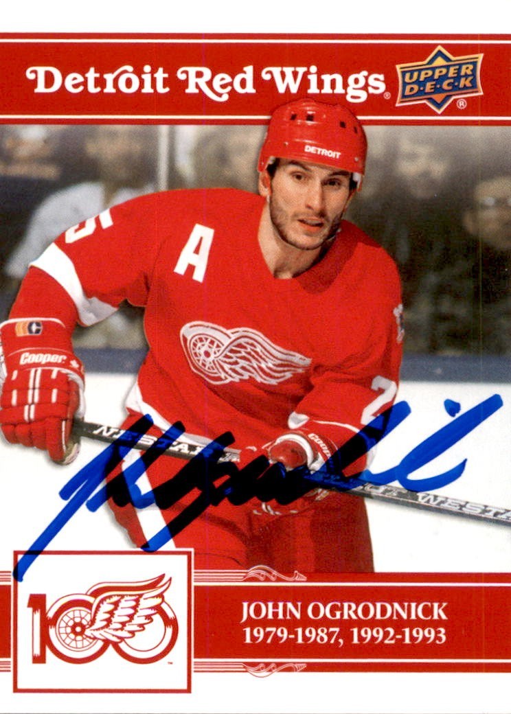 John Ogrodnick Signed 2025/26 Upper Deck Detroit Red Wings Centennial Card #6