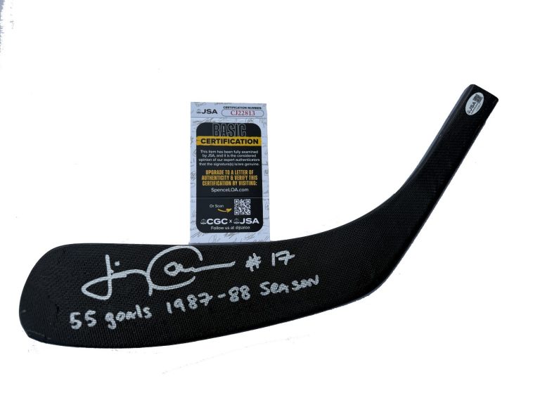 Jimmy Carson Signed Inscribed 55 Goals Los Angeles Kings Stick Blade JSA COA