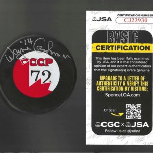Wayne Cashman Signed Team Canada 1972 Summit Series Puck Bruins JSA COA