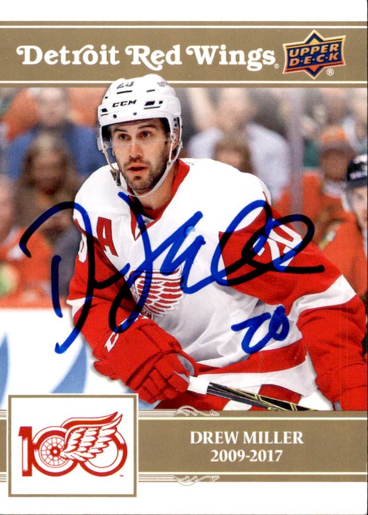 Drew Miller Signed 2025/26 Upper Deck Detroit Red Wings Centennial Gold Card #16