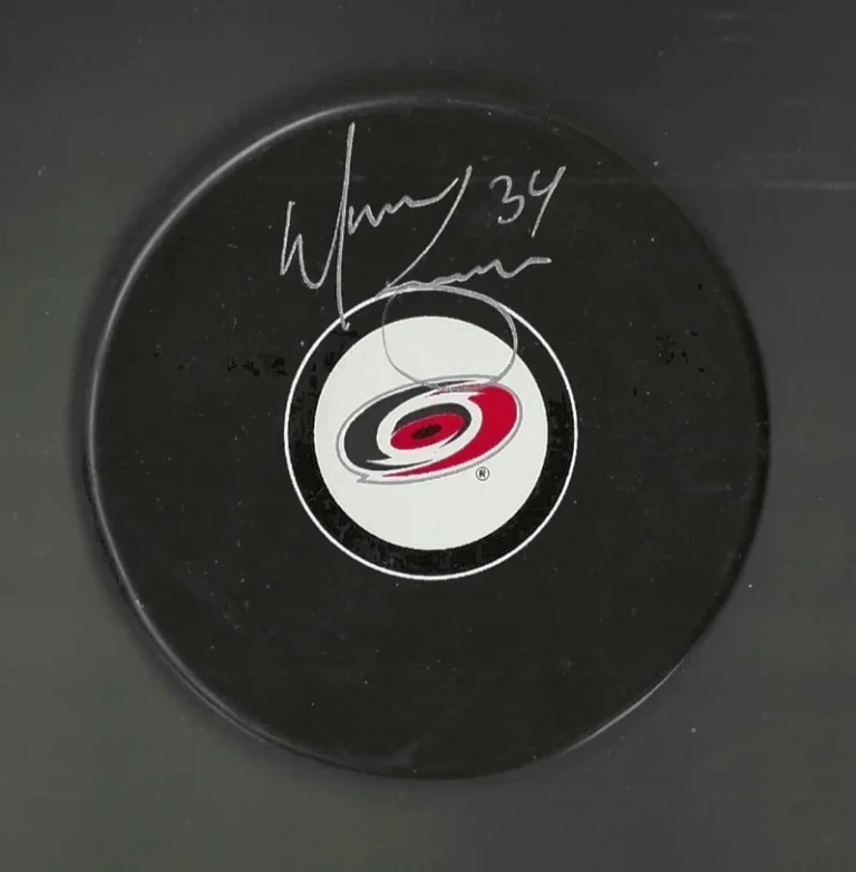 Manny Legace Signed Carolina Hurricanes Puck