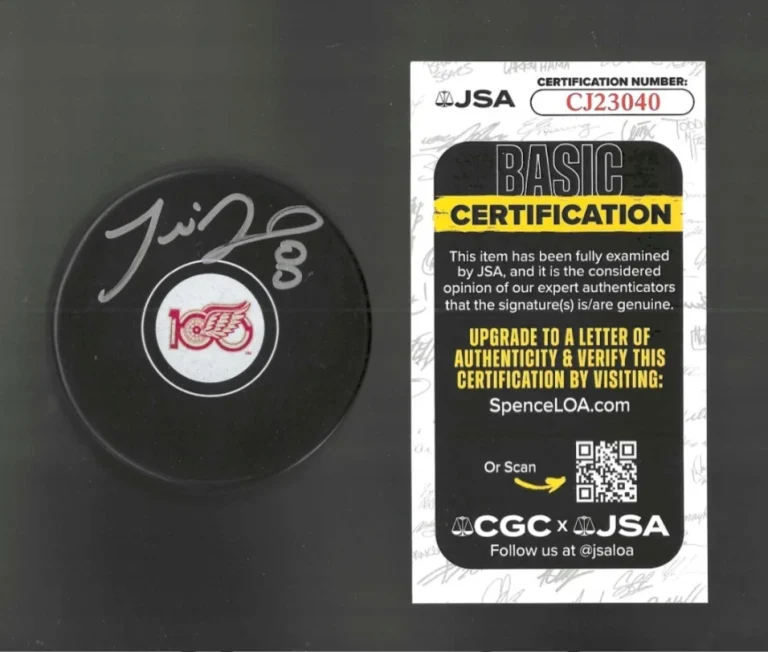 Justin Abdelkader Signed Detroit Red Wings Centennial 100th Puck JSA COA