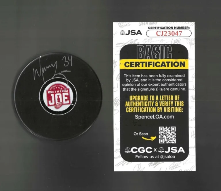 Manny Legace Signed Detroit Red Wings Joe Louis Arena JLA Farewell Puck JSA COA