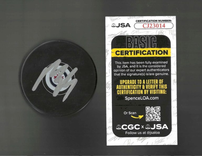 Morgan Barron Signed Winnipeg Jets Puck JSA COA