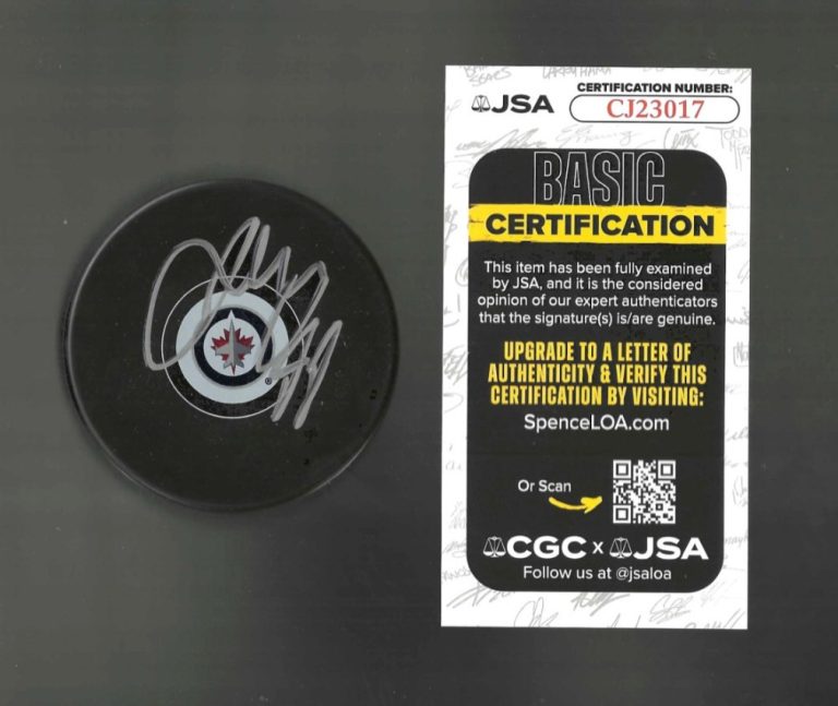 Josh Morrissey Signed Winnipeg Jets Puck JSA COA