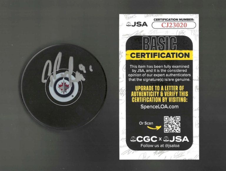 Cole Perfetti Signed Winnipeg Jets Puck JSA COA