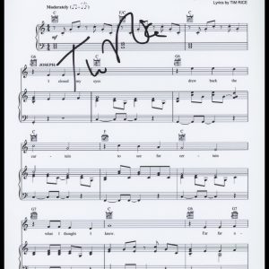 Tim Rice "Joseph and the Amazing Technicolor Dreamcoat" SIGNED Sheet Music ACOA