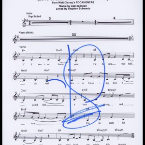 Jon Secada "Pocahontas" AUTOGRAPH Signed 'If I Never Knew You' Sheet Music ACOA