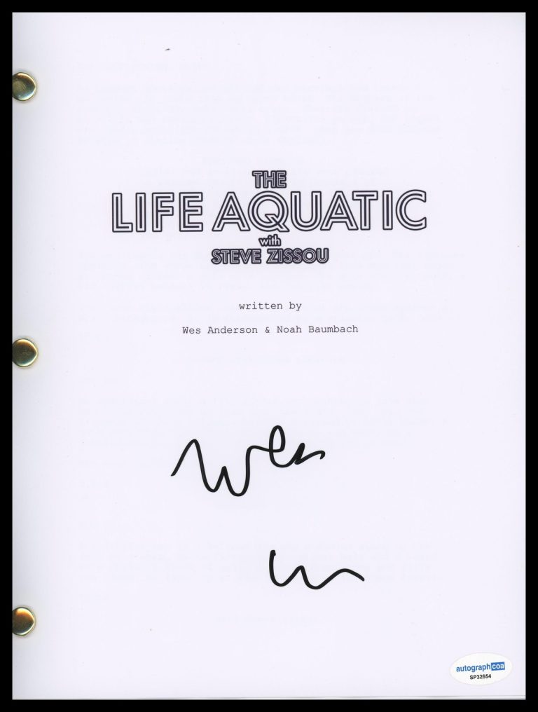 WES ANDERSON “THE LIFE AQUATIC WITH STEVE ZISSOU” SIGNED SCRIPT SCREENPLAY ACOA COLLECTIBLE MEMORABILIA