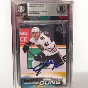 Alex Vlasic signed Blackhawks 22-23 UD Young Guns Card Beckett 248 00019287441