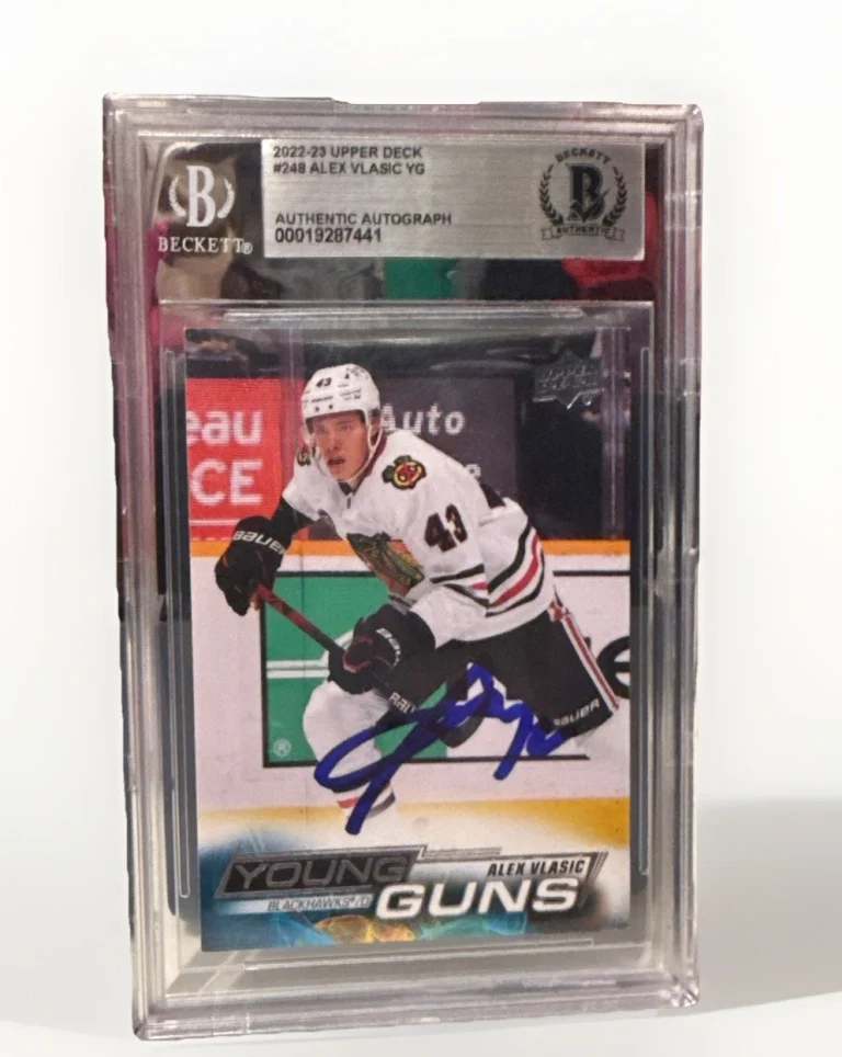 ALEX VLASIC SIGNED BLACKHAWKS 22-23 UD YOUNG GUNS CARD BECKETT 248 00019287441 COLLECTIBLE MEMORABILIA