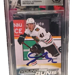Alex Vlasic signed Blackhawks 22-23 UD Young Guns Card Beckett 248 00019287481