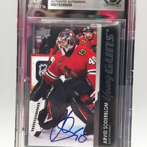 Arvid Soderblom signer Blackhawks 23-24 UD YG Card Beckett #722 00019288489