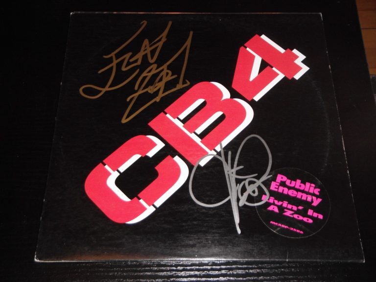 PUBLIC ENEMY GROUP SIGNED CB4 VINYL ALBUM FLAVA FLAV AND CHUCK D