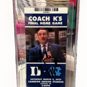 MIKE KRZYZEWSKI Signed (DUKE BLUE DEVILS) Final Home Game Commemorative Ticket