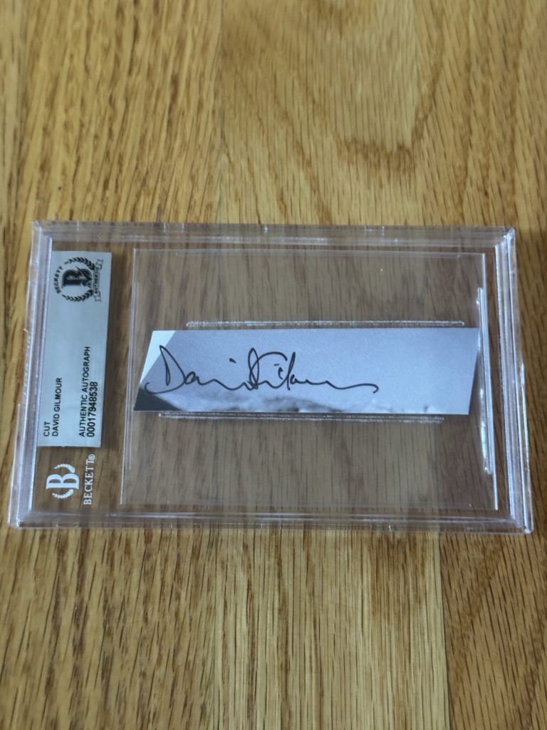 David Gilmour Signed Autographed Cut Beckett Slabbed Pink Floyd