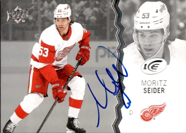 Moritz Seider Signed 2023/24 Upper Deck Ice Detroit Red Wings Card #31